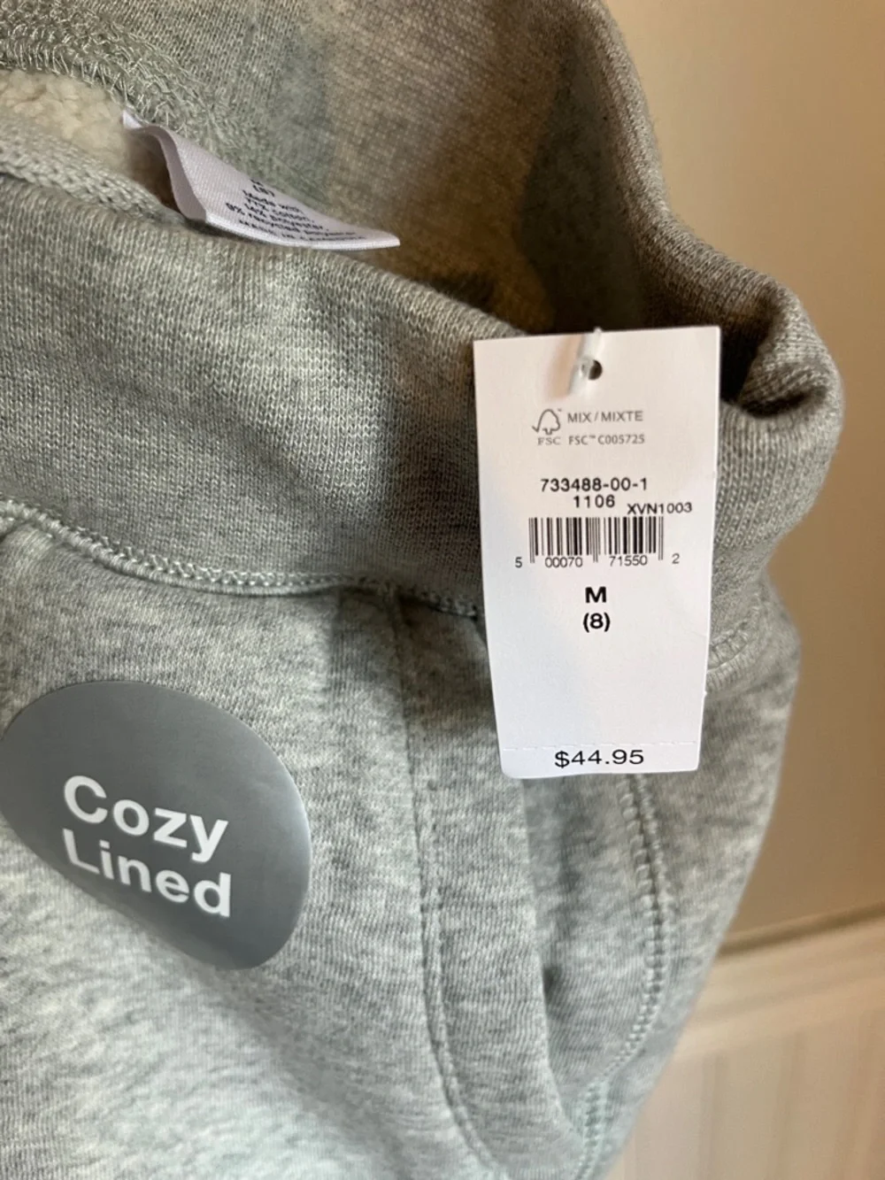 Gap Kids Boys NWT Cozy Lined Joggers - Heather Grey - Medium (8)